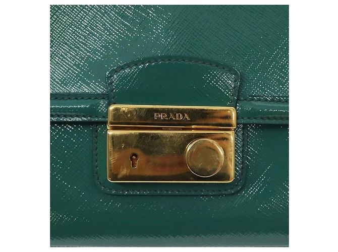 Prada Borsa a spalla in pelle Saffiano verde lucido - vista 15