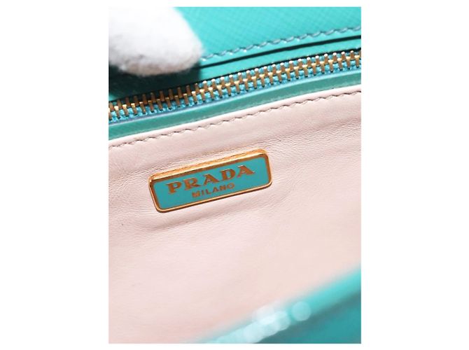 Prada Borsa a spalla in pelle Saffiano verde lucido - vista 17