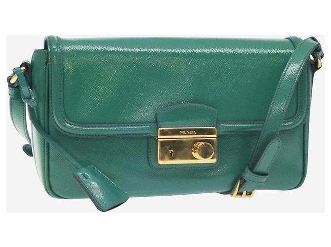 Prada Borsa a spalla in pelle Saffiano verde lucido - vista 2