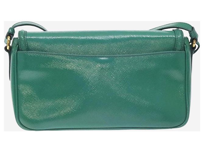 Prada Borsa a spalla in pelle Saffiano verde lucido - vista 3