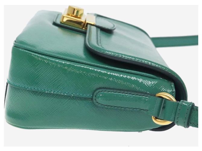 Prada Borsa a spalla in pelle Saffiano verde lucido - vista 4