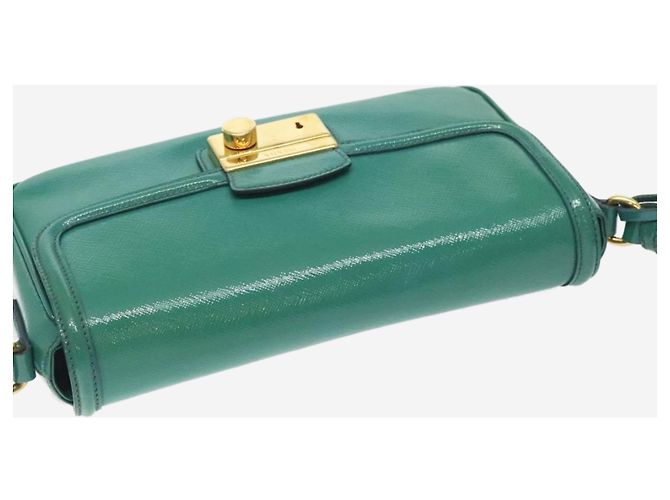 Prada Borsa a spalla in pelle Saffiano verde lucido - vista 6