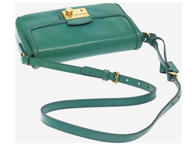 Prada Borsa a spalla in pelle Saffiano verde lucido - vista 7