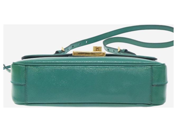 Prada Borsa a spalla in pelle Saffiano verde lucido - vista 9