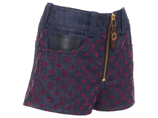 Pantalones cortos de mezclilla Monograma aterciopelado de Louis Vuitton Roja Burdeos - vista 3