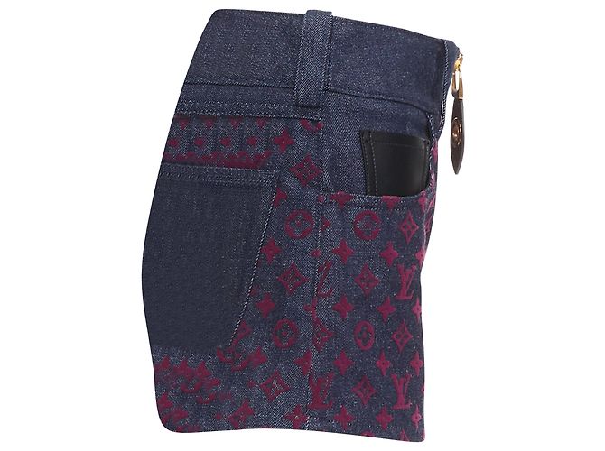 Pantalones cortos de mezclilla Monograma aterciopelado de Louis Vuitton Roja Burdeos - vista 4