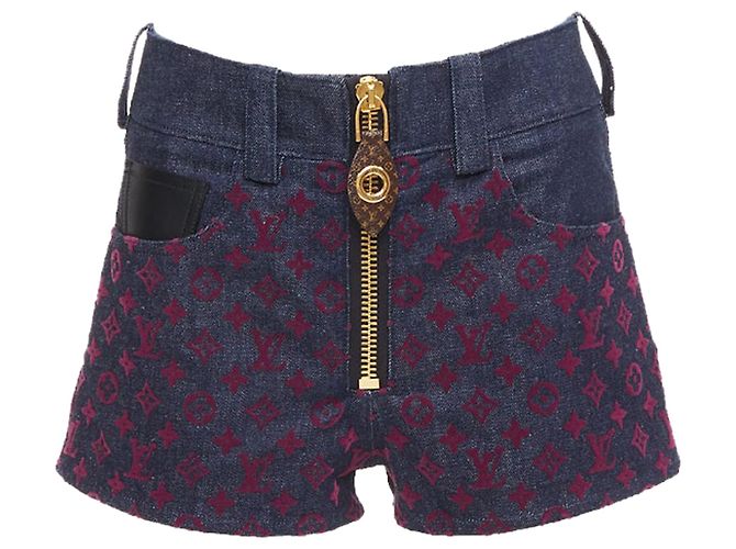 Pantalones cortos de mezclilla Monograma aterciopelado de Louis Vuitton Roja Burdeos - vista 9