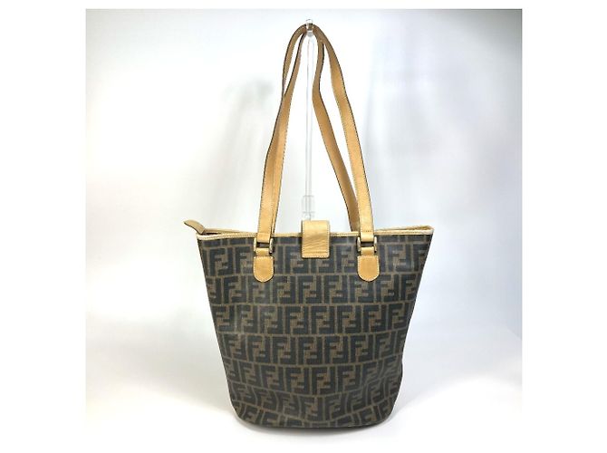 Fendi Zucca-Muster Bucket Tote Bag Braun - Ansicht 2