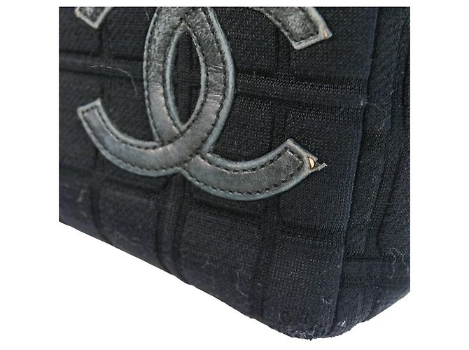 Timeless Bolso de mano 2 en 1 de jersey de algodón Chanel Choco Bar Negro - vista 10