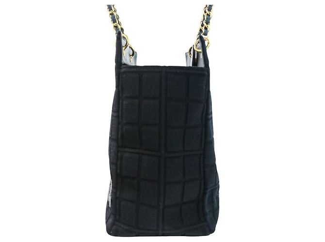 Timeless Bolso de mano 2 en 1 de jersey de algodón Chanel Choco Bar Negro - vista 2