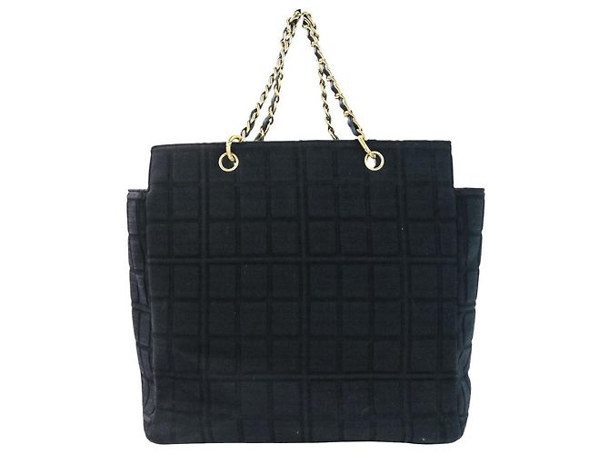 Timeless Bolso de mano 2 en 1 de jersey de algodón Chanel Choco Bar Negro - vista 3