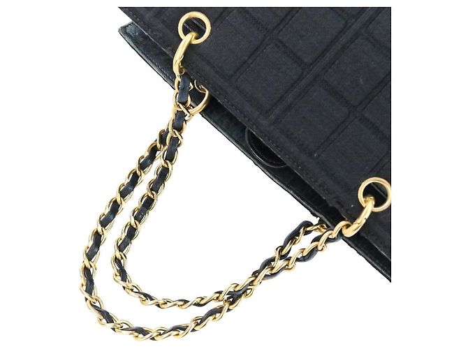 Timeless Bolso de mano 2 en 1 de jersey de algodón Chanel Choco Bar Negro - vista 6
