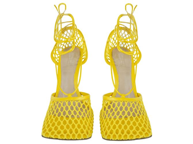 Sandali Gialli in Tessuto Stretch Bottega Veneta Giallo - vista 2