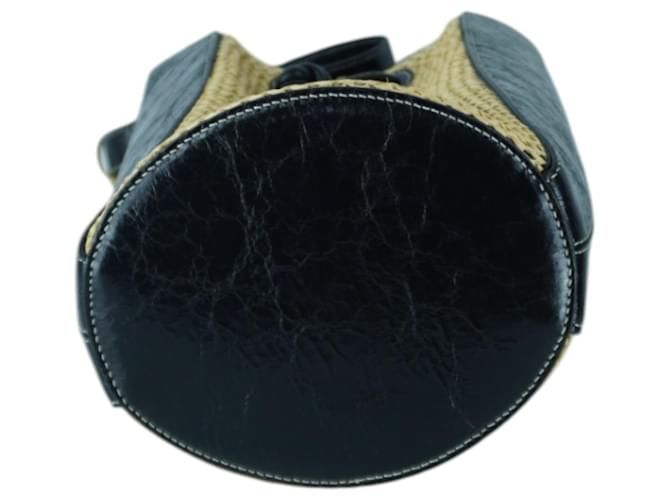 Borsa a secchiello in pelle e rafia Tory Burch Nero - vista 4