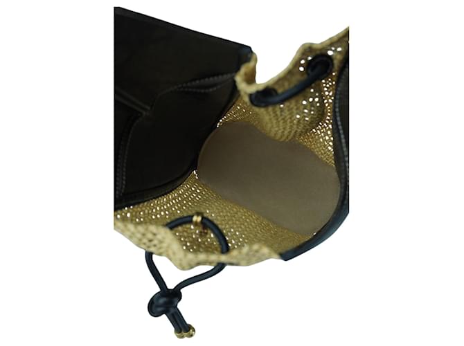 Borsa a secchiello in pelle e rafia Tory Burch Nero - vista 5