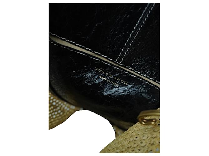 Borsa a secchiello in pelle e rafia Tory Burch Nero - vista 6
