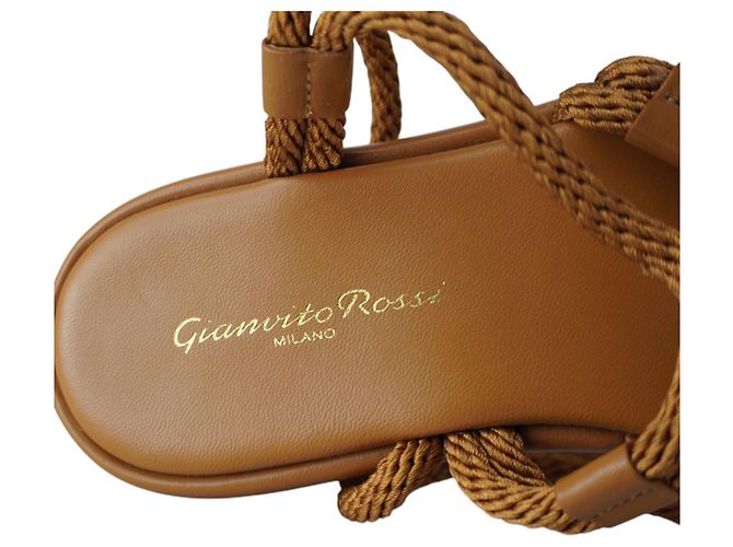 Sandalias de cuerda con cordones Gianvito Rossi en cuero marrón Castaño - vista 7
