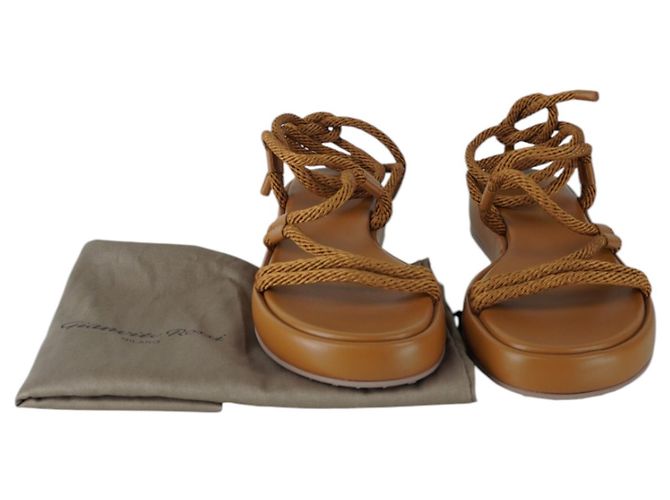 Sandalias de cuerda con cordones Gianvito Rossi en cuero marrón Castaño - vista 8