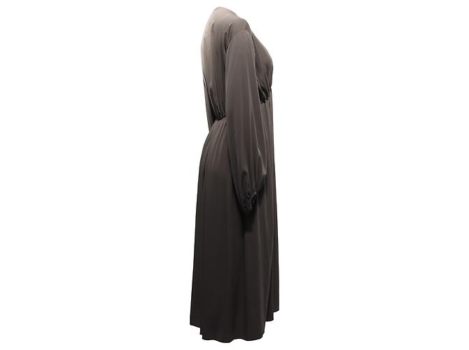 Vestido Midi Gathered Sasha em Seda Marrom da The Row - vista 3