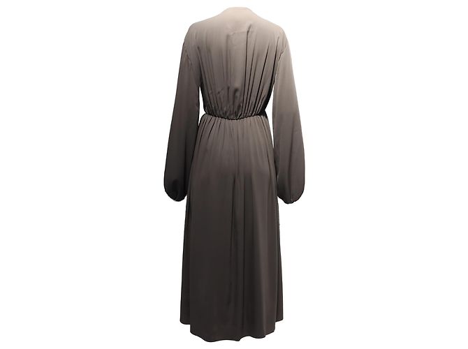 Vestido Midi Gathered Sasha em Seda Marrom da The Row - vista 4
