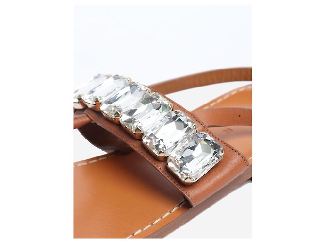 Marni Sandali T-strap in cristallo marrone - taglia EU 40 - vista 3