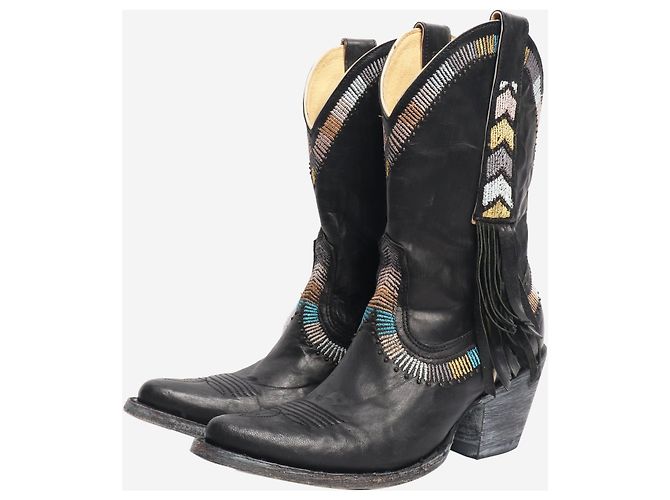 Autre Marque Schwarze Leder-Cowboy-Stiefel - Größe EU 36 (UK 3) - Ansicht 2