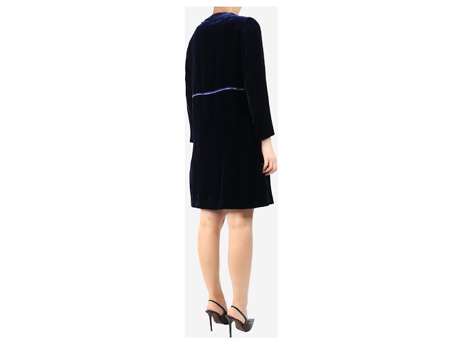 Autre Marque Navy Samtjacke mit offenem Saum - Größe UK 10 Marineblau - Ansicht 2