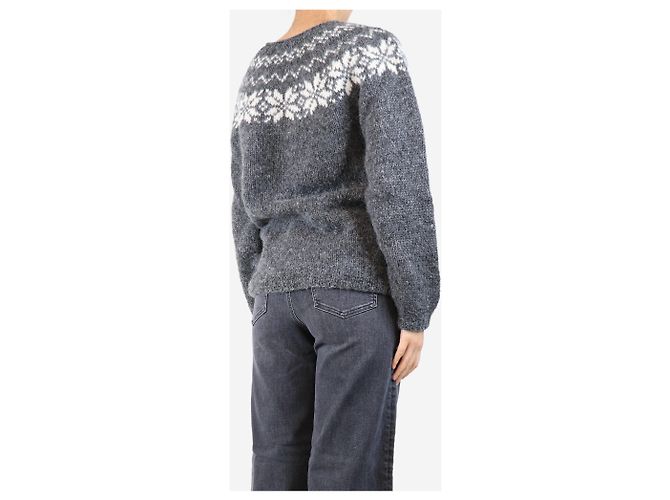 Autre Marque Pull Fairisle gris - taille UK 12 - vue 2