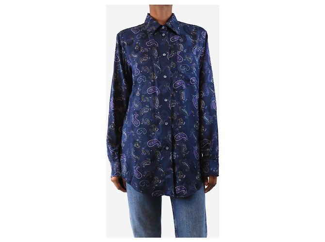 Acne Camicia paisley blu scuro - taglia UK 6 - vista 3