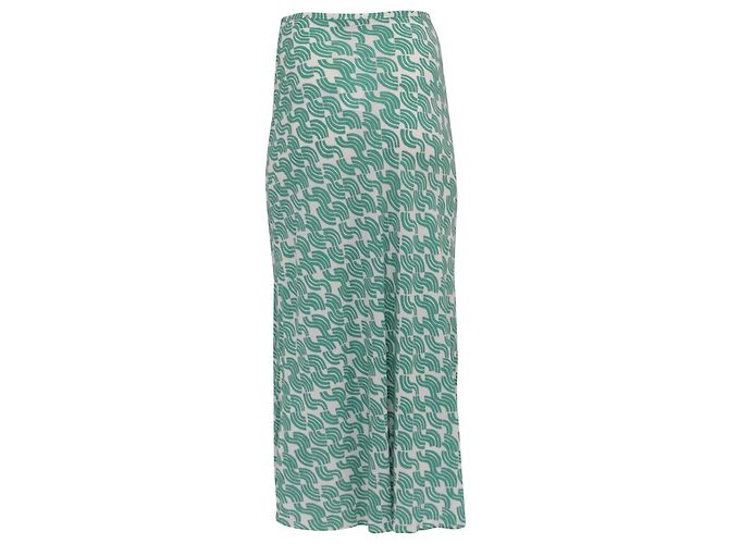 Autre Marque Falda midi impresa Rixo Kelly en viscosa verde - vista 3