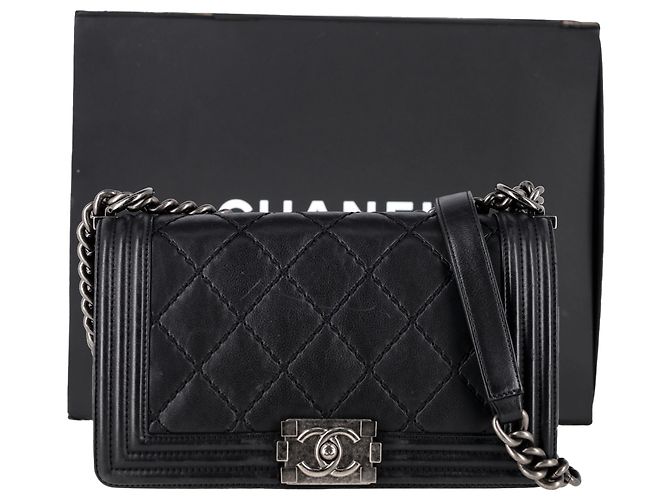 Borsa Boy in pelle nera trapuntata media con doppia cucitura di Chanel Nero - vista 2