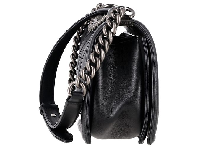 Borsa Boy in pelle nera trapuntata media con doppia cucitura di Chanel Nero - vista 3