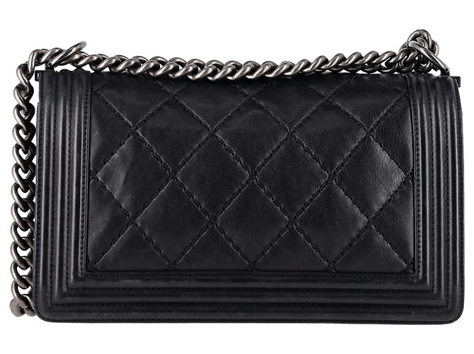 Borsa Boy in pelle nera trapuntata media con doppia cucitura di Chanel Nero - vista 4