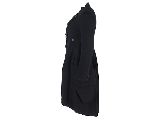 Alexander McQueen Single-Breasted Long Back Coat in Black Wool - view 2