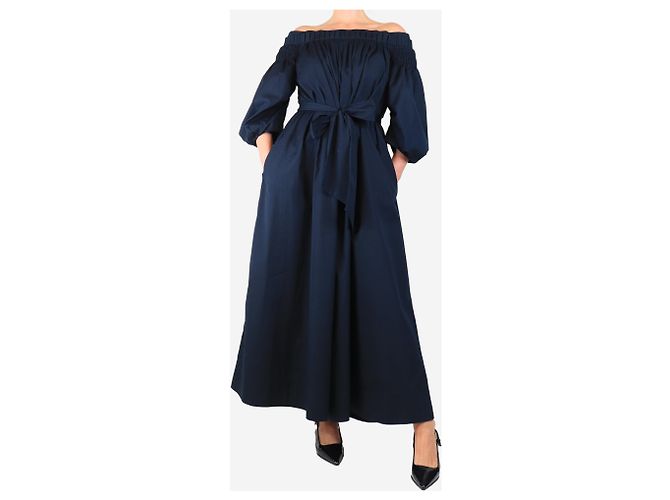Gabriela Hearst Navy Baumwoll-Midikleid - Größe UK 10 Marineblau - Ansicht 3