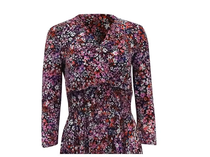 Abito midi asimmetrico con stampa floreale Maje in viscosa multicolore - vista 2