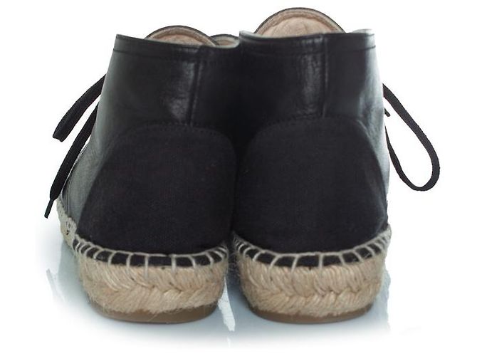 Botas ankle espadrille de cano alto Chanel em preto - vista 3