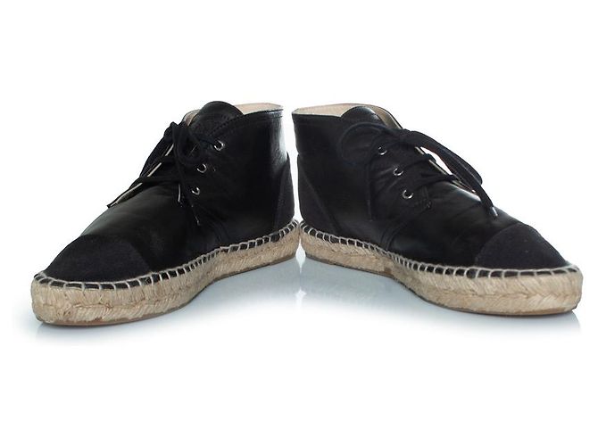 Botas ankle espadrille de cano alto Chanel em preto - vista 6