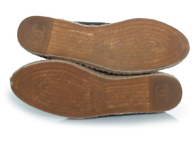 Botas ankle espadrille de cano alto Chanel em preto - vista 7