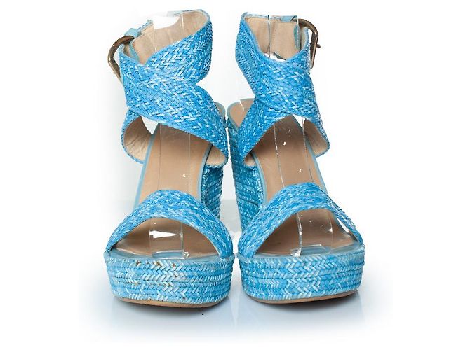 Wedge intrecciati blu Stuart Weitzman - vista 5