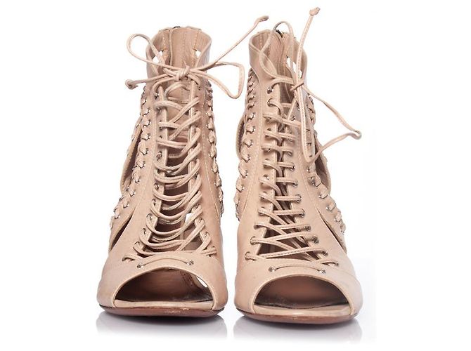 Alaïa Sandali in pelle con lacci e ritagli Alaia Marrone Beige - vista 6