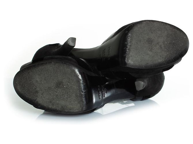 Fendi Leder Peep-Toe-Plateausandalette Schwarz - Ansicht 7