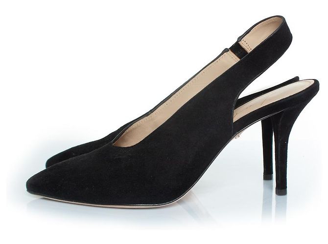 Décolleté slingback in suede nero Lola Cruz - vista 2