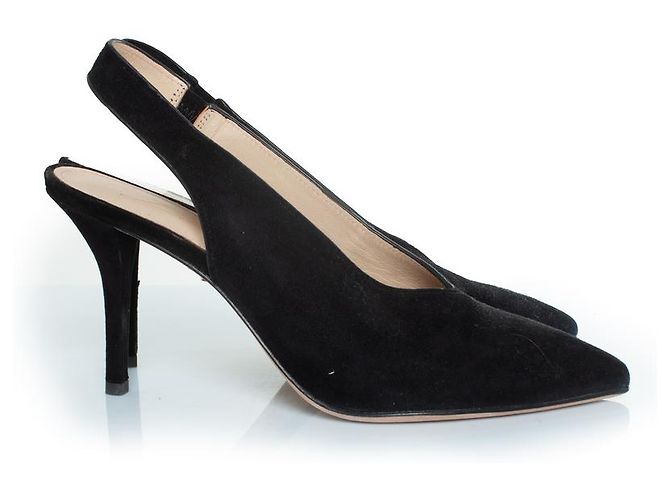 Décolleté slingback in suede nero Lola Cruz - vista 4
