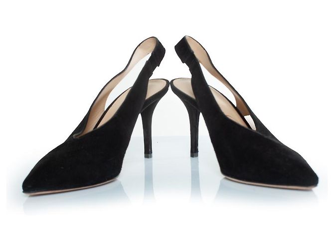 Décolleté slingback in suede nero Lola Cruz - vista 5