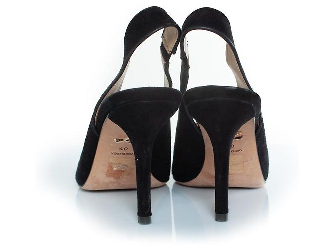 Décolleté slingback in suede nero Lola Cruz - vista 6