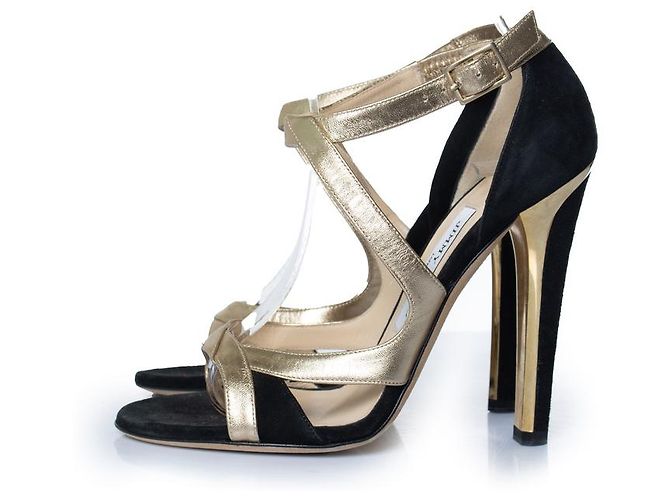 Sandali in suede e pelle Jimmy Choo D'oro Metallico - vista 2