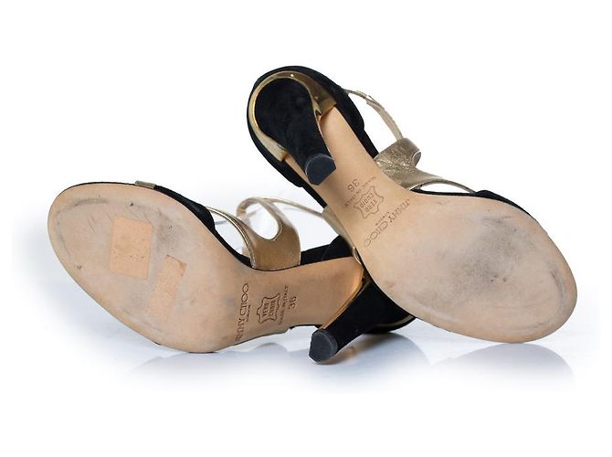 Sandali in suede e pelle Jimmy Choo D'oro Metallico - vista 7