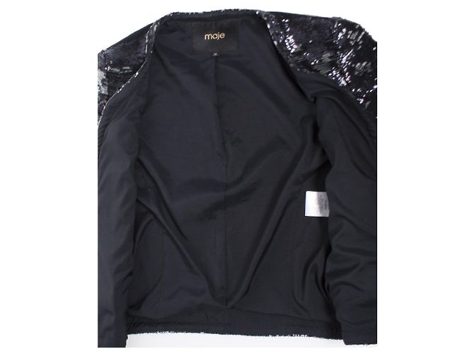 Blazer Maje con paillettes nere e argento Nero - vista 7