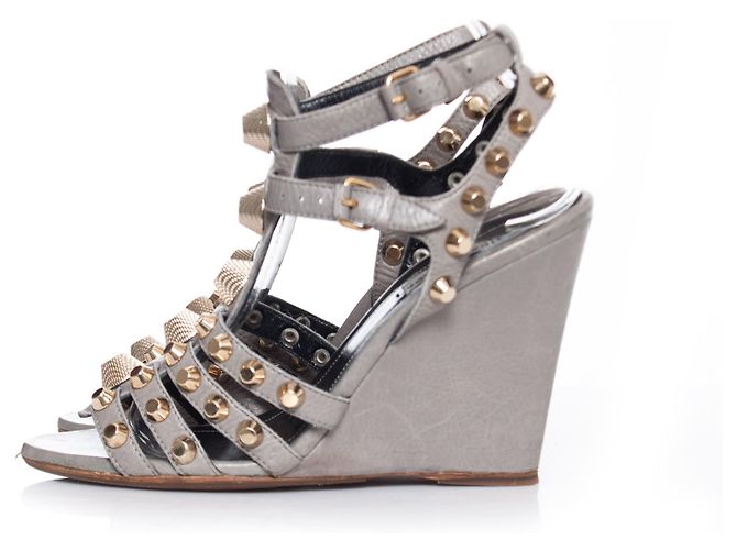 Wedge gladiatore Balenciaga con borchie Grigio - vista 2